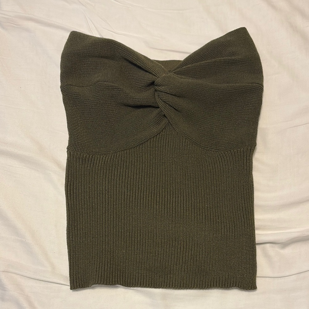 Olive Green Knitted Women's tube top